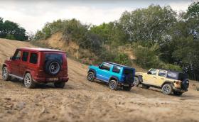 Mercedes-AMG G63 vs Suzuki Jimny vs Jeep Wrangler - изцяло офроуд тест (Видео)