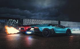 Да посрещнем Xелоуин с огън, гръмотевици, три Aventador-a и едно Ferrari. Галерия за очите, сърцето и душата