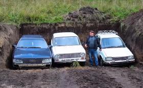 Lada 2101, Toyota Tercel и Audi 100: Коя ще запали след година под земята? (Видео)