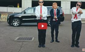 Хилари и Тръмп в танцувална битка, заедно с MINI One срещу Cadillac Escalade. Забавно видео